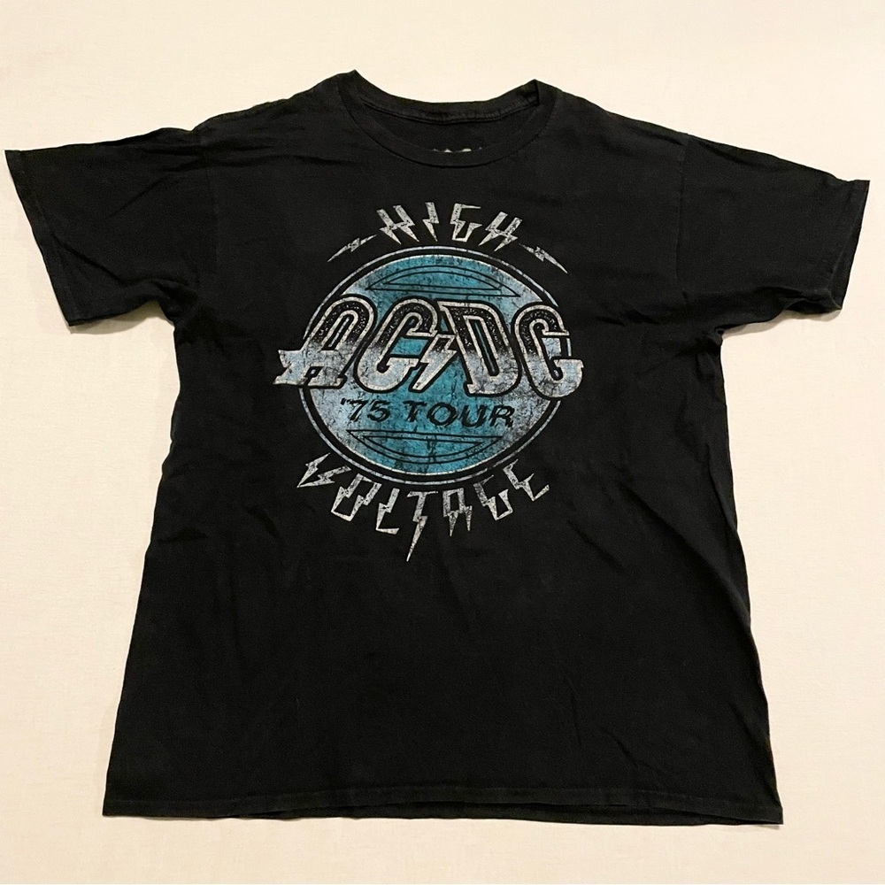 AC/DC Shirt Adult Large High Voltage '75 Tour Graphic Tee Hard Rock Mens
